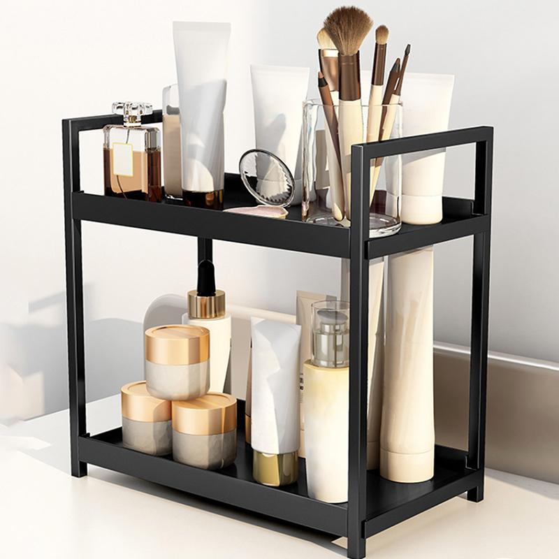 Dvouvrstý integrovaný stolní úložný prostor kuchyňský organizér koupelnová deska police na péči o pleť a parfémy toaletní stolek stojan