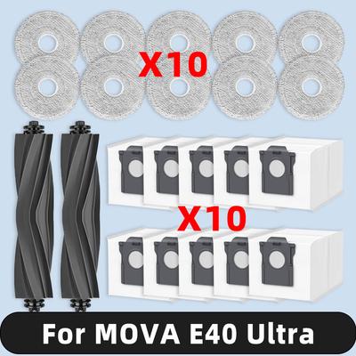 Kompatibel för ( MOVA E40 Ultra ) Reservdelar Tillbehör Huvudborste Mopp Tyg Dammpåse