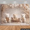 2D Neutral Teddy Bear Backdrop Pampas Grass Balloon Baby Shower Photo Booth Background