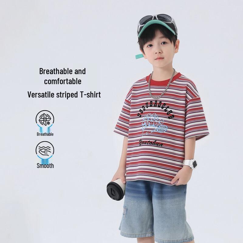 YOYO Fairy Tale Boys  Striped Cotton Short Sleeve T-Shirt 150