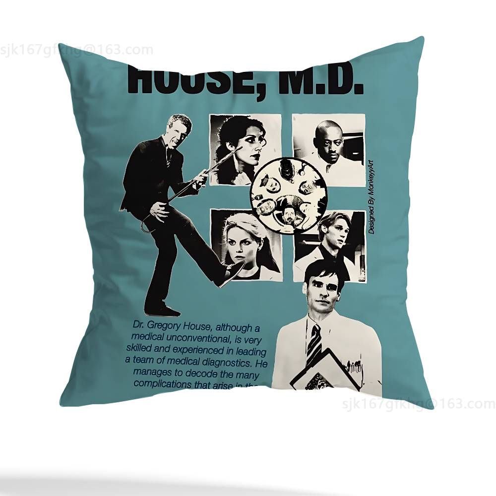 TV Show House MD Pillow Case Sofa Living Room Bedroom Headboard Backrest Cushion Square Cushion Nap Time 12x12Inch