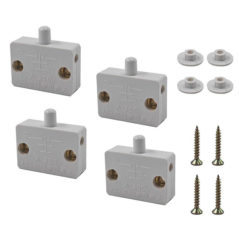 2PCS Cabinet Light Switch, White Touch Switches for Closet Door, Automatic Open/Close Door Switch for Wardrobe, Pantry, and Cabinet, Compatible with