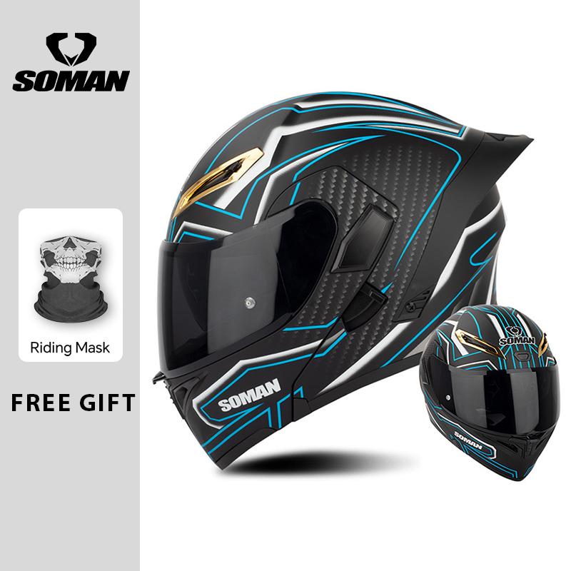 Four Seasons DOT Approved Flip Up Helmet Dual Visors Modular Helmets Full Face Motorcycle Helmet Motorbike Moped Racing