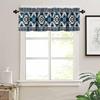 Blue Tribal Valance, Navajo Native American Navy Blue White Aztec Ethnic Geometric Print Blackout Short Window Curtain Drape for Kitchen Bedroom Cafe