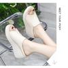 2025 new soft leather wedge cool slippers women's summer wear fashion Internet celebrity muffin thick bottom one word cool slippers