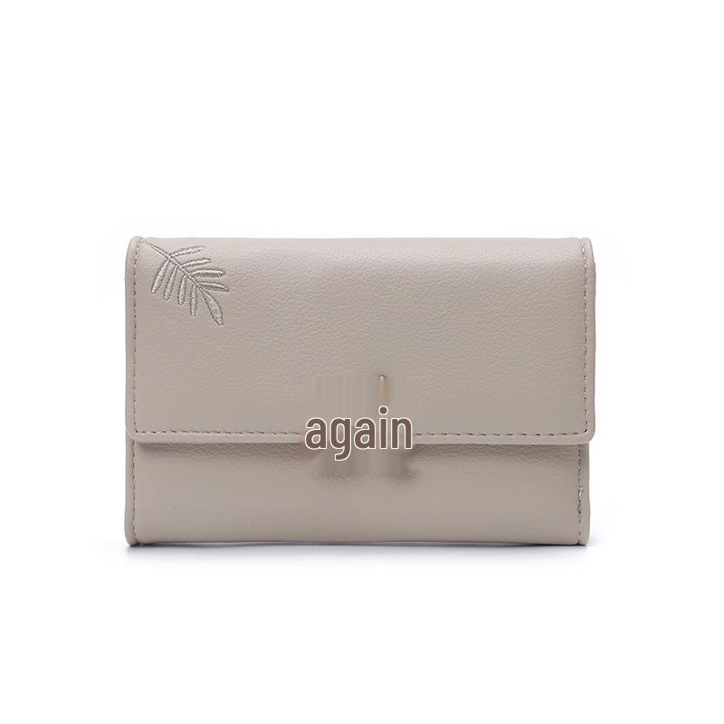 Women's 2025 Medium Wallet: Large Capacity Leaf Embroidery Flower Coin Purse & Card Holder Clutch