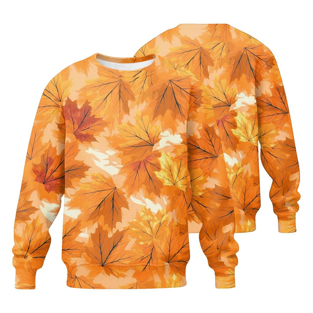 Men's Casual Loose Fit Round Neck Printed Long Sleeve Shirt