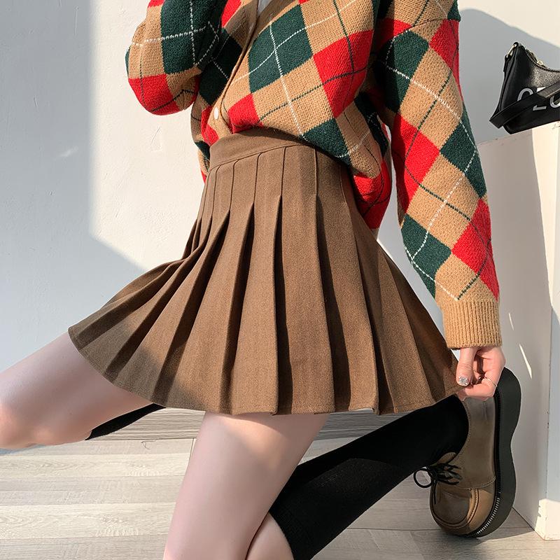 

Women s High Waist A-Line Wool Pleated Skirt - Korean Style, Plus Size, Slimming XXL