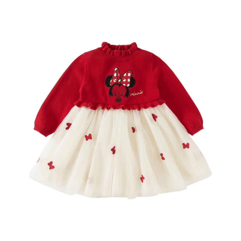DAVE&BELLA Disney IP Girls' Sweater A-Line Mesh Dress
