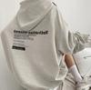 Women's Hood Long Sleeve Oversized Hoodie Loose Fit Casual Letter Print Midi Sweatshirt Fleece Lined Winter Pullover Top