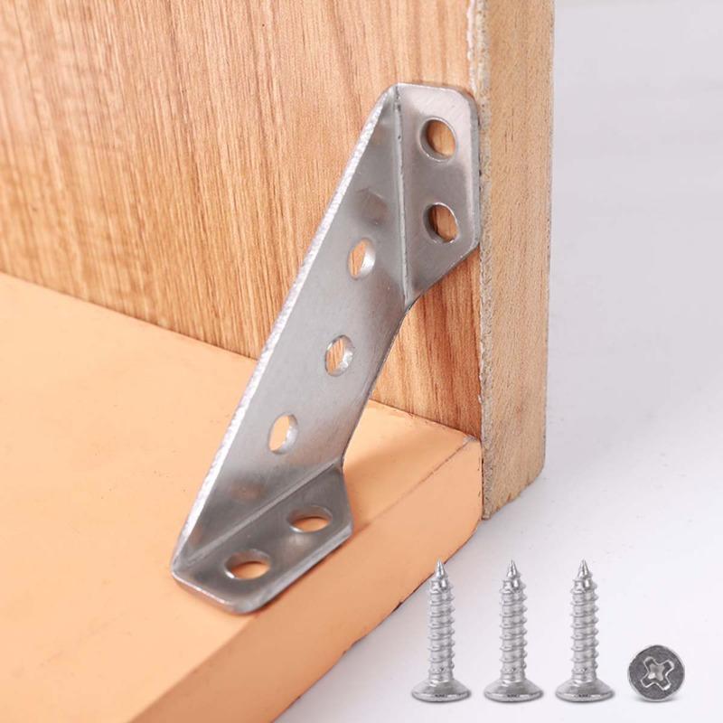 Wholesale Furniture Corner Connector Stainless Steel Angle Code for Cabinet Angle Shelf Support Fixed Brace Kits with Screw