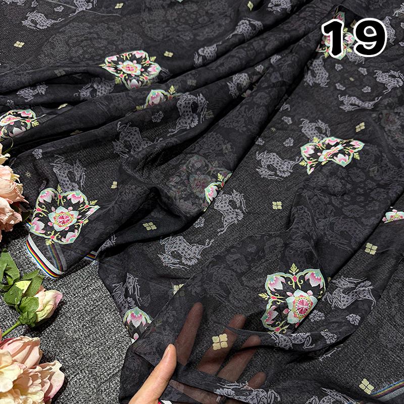 100*150cm Chinese Ancient Classical Traditional Chiffon Fabric For Sewing Hanfu Dress Horse Face Skirts Stage Costume