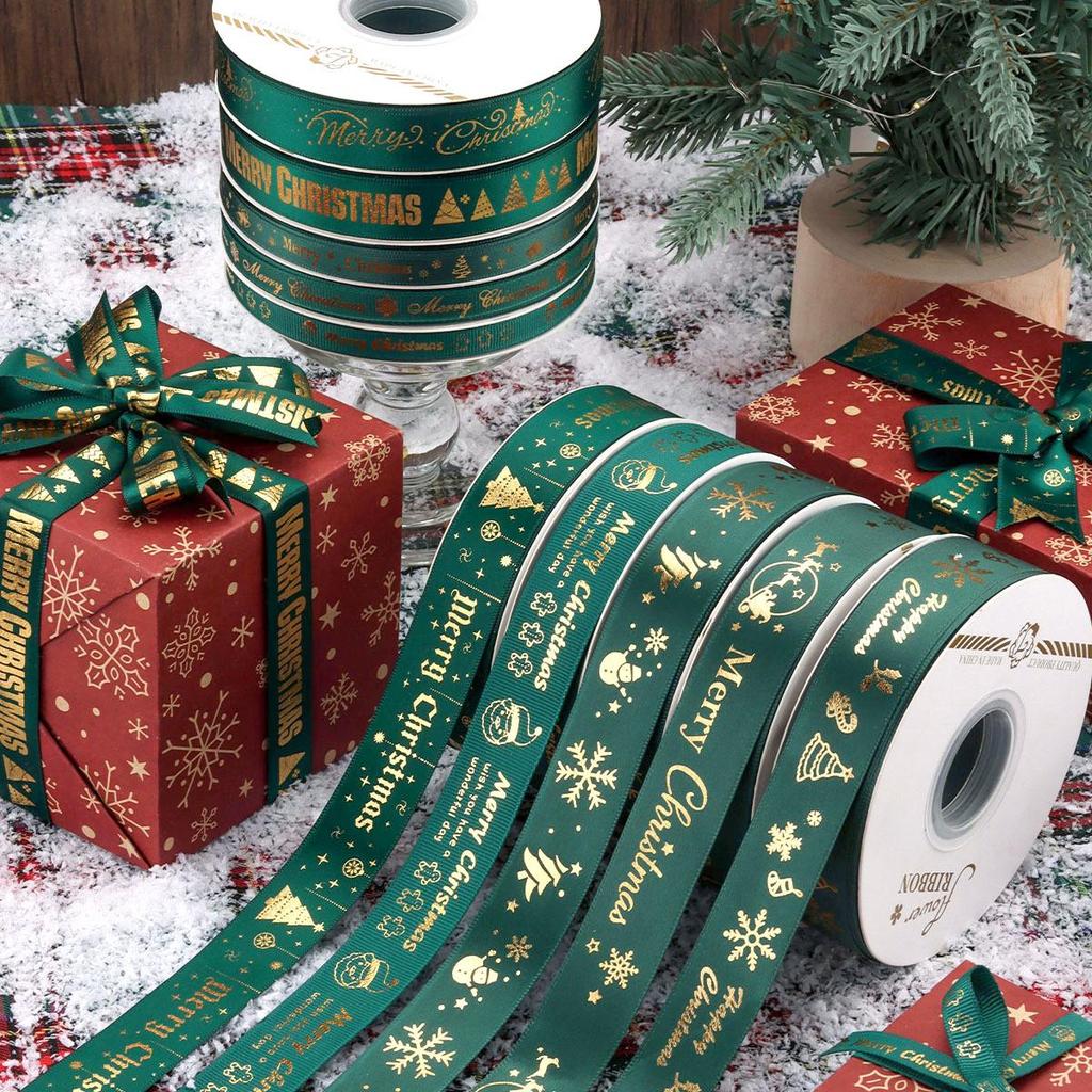 New Christmas Flower Packaging: Ribbon Bouquet with Hot Stamped, Colored Webbing for Floral Art