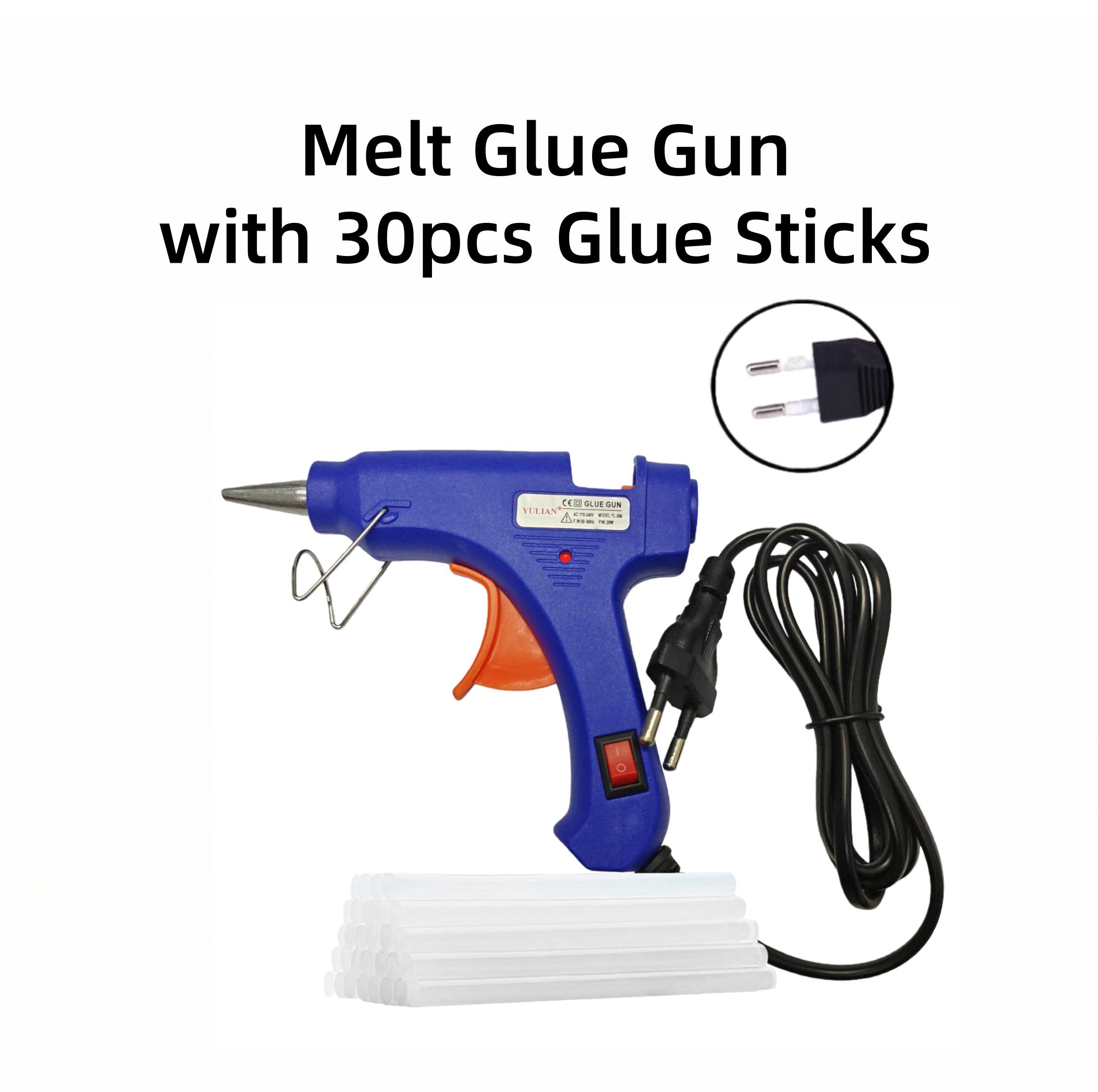 

Міні 20 Вт Клейовий пістолет для гарячого клею з прозорими клейовими стрижнями 7*100 мм для DIY мистецтва, ремесел та швидкого ремонту with 30pcs glue sticks