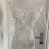 European Style Beaded Sequins Lace Patch White Wedding Dress Applique  Front Chest