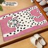 1pc Pink European Style Pink Leopard Pattern Area Rug Non-Slip Machine Washable Floor Mat for Kitchen Laundry Room Home Decor