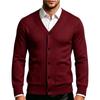 Men's V-Neck Slim Fit Cardigan Sweater Color Trendy Casual Knitwear for Daily Wear