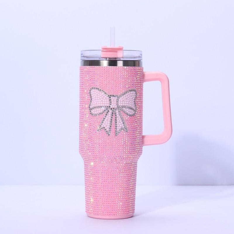 40oz Insulated Car Mug With Handle Accent 304 Stainless Steel Leak-Proof Travel Cup Home Office Outdoor Sports