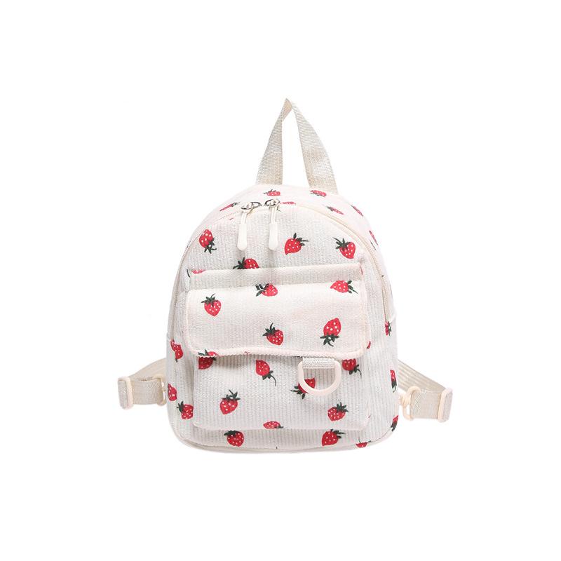 

Вельветовый школьный рюкзак для девочек средних и старших классов и студентов колледжей, универсальный маленький рюкзак для девочек-клубничниц белый