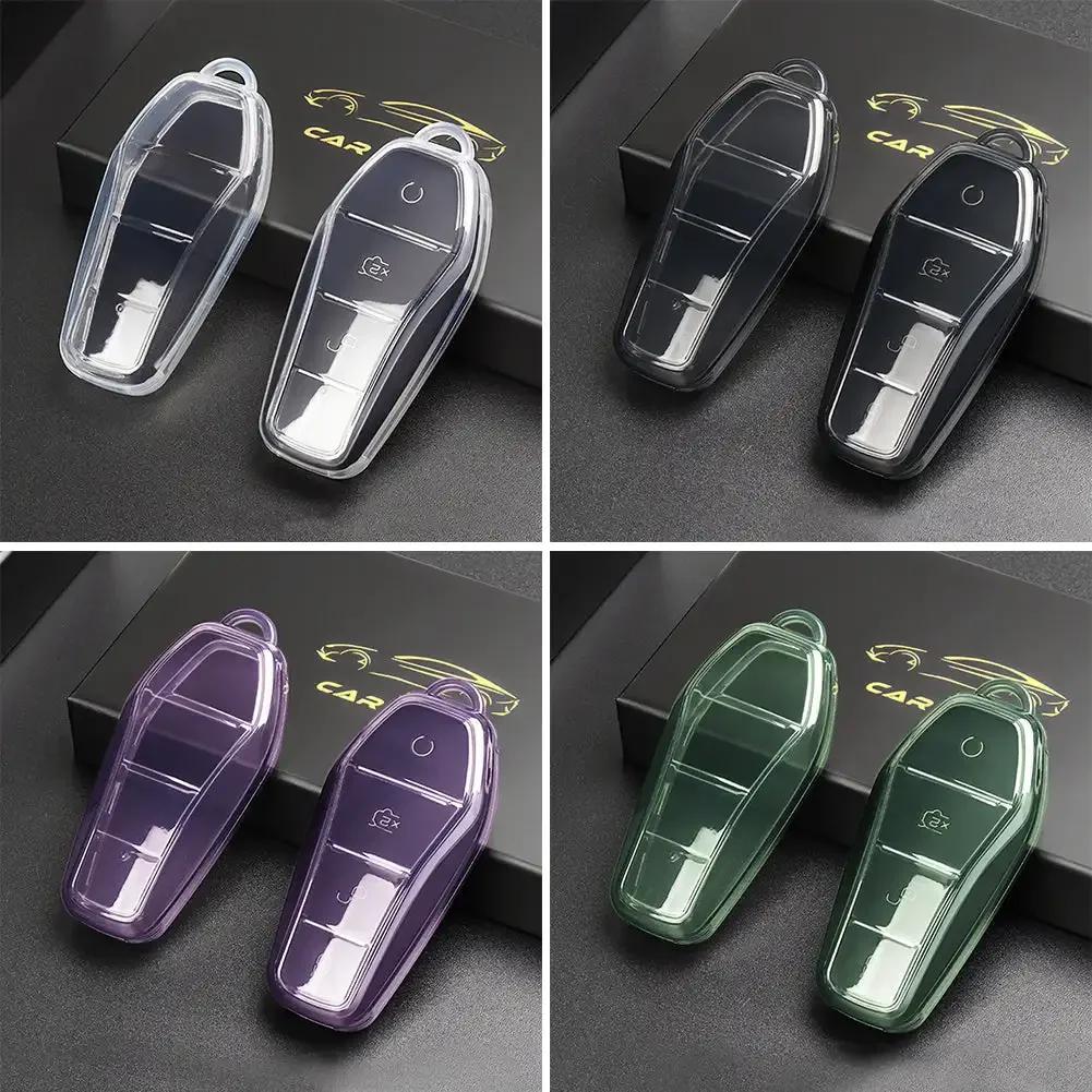 Für BYD Qin Plusdmi Atto 3 Han EV Dolphin Transparent Weiche TPU Auto Schlüsselhülle 4 Tasten Fernbedienung Schutzhülle Zubehör