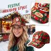 Christmas Green Digital Print Curved Baseball for Holiday Festive Wear