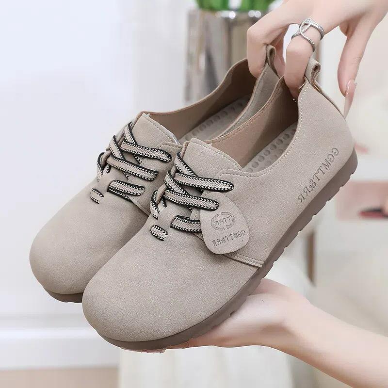 Shoes Women's Spring and Autumn New Flat Heel Lace-up Casual Shoes Shoes Retro Soft Sole Round Head Breathable Women's Shoes