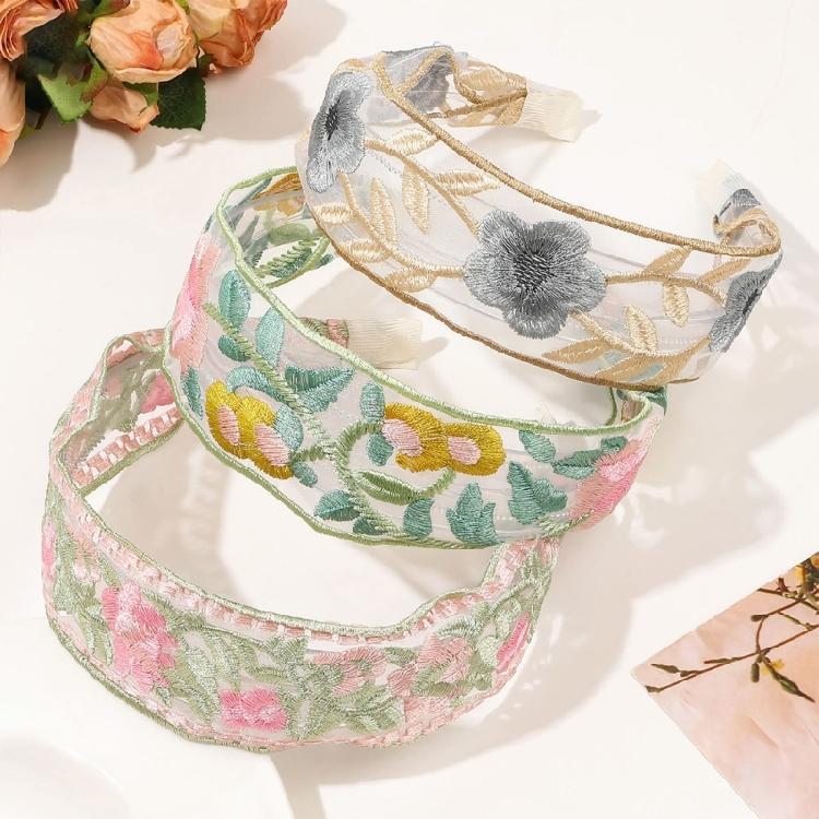 New Chinese Styles Wide Headband with Embroidered Flowers Comfortable High Skull Hairhoop For Everyday Wear Formal Event