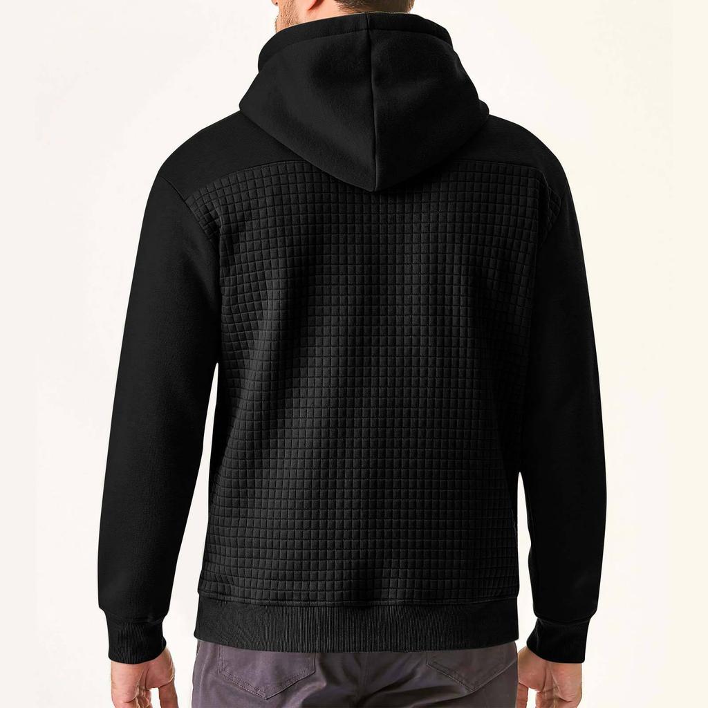 Men's Waffle Color Block Hoodie for Autumn/Winter
