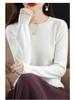 Soft & Cozy Women's Lace Round Neck Knit Sweater - Trendy Spring/Autumn 2025, Long Sleeve, Loose Fit