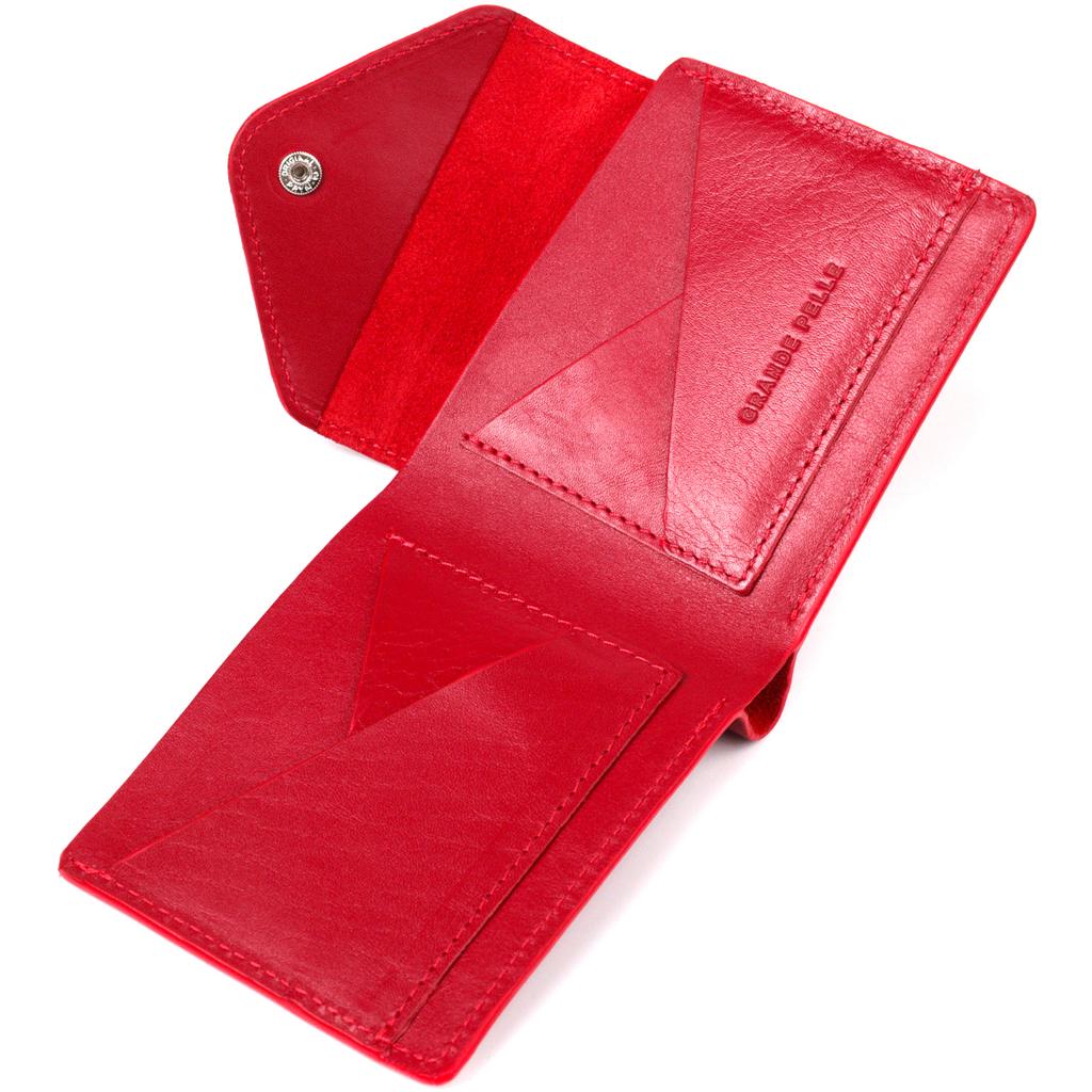 Women's Wallet with Coin Holder Made of Glossy Genuine Leather GRANDE PELLE Wallet 16808 Red