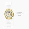 Women's Fashion Three-Eye Multi-Function Skeleton Gold Dial Silicone Strap Quartz Watch -GW0409L2