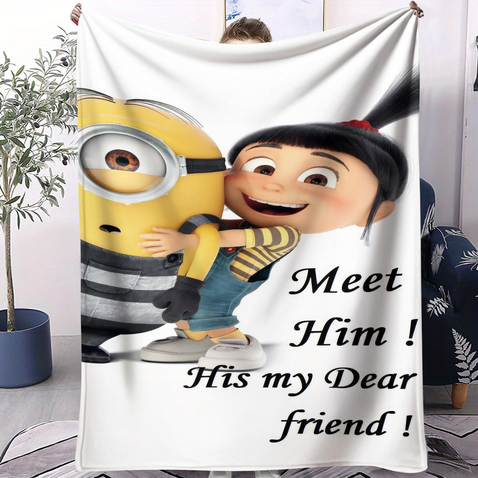 

AgnesMinion BFF Hug Cute Cartoon Print Flannel Blanket for Adult Quality Soft Warm Universal Blanket for Travel Picnic Home 75x100cm (30x40inch)