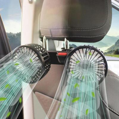 Autositz-Rückenlüfter, USB-Aufladung, Doppelkopflüfter, 360-Grad-Drehung, automatischer Kopfstützenlüfter, Nackenkühler, Autoinnenraum