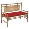 Garden Bench with Cushion 120 Cm Bamboo