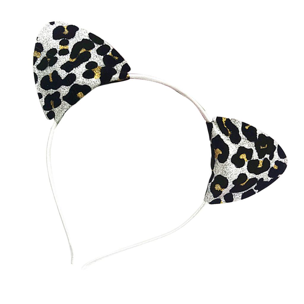 Leopard Pattern Cats Ear Headband for Women and Girl Costume Hairhoop Music Festival Holiday Party Gathering Hairband