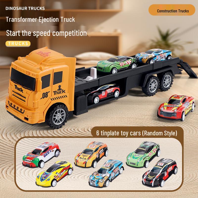 Children's Transforming Dinosaur Track Car with Storage, Alloy Material, Boys' Toy, Extended Edition 