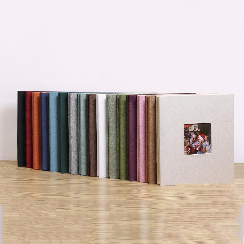 Handgefertigtes 16-Zoll Jute Fotoalbum, Selbstklebend mit Fenster, Große Speicherkapazität