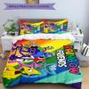 Colorful Rainbow Friends Characters Print 3Pcs Bedding Set,Duvet Cover with 2 Bedro,Pillowcase Home Birthday Gift