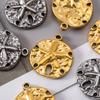 Stainless Steel 18K Gold Plated Ocean Shell Round Pendant Starfish Charm Jewelry Diy Earrings Necklace Bracelet Component Gifts