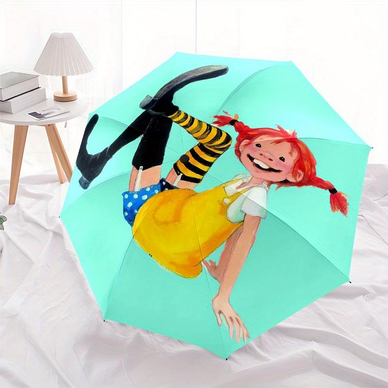 1pc Pippi Longstocking Themed High-quality Umbrella,Automatic Opening and Closing Umbrella,Multi-functional Umbrella G0811026