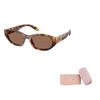 MIU MIU Logo Design Irregular Frame Sunglasses Women Sunglasses Brown-Tortoiseshell MUA03SF-14L60M