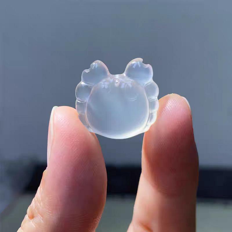 

Natural White Chalcedony Crab Pendant - Ice Transparent 3D Agate Design, Hot Item 19×18