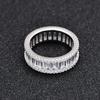 New Rectangular Mosaic Created Moissanite Diamond 925 Silver Engagement Rings for Women Wedding Fine Jewelry