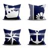 Blue Nautical Logo Pattern Pillowcase Car Ornaments Office Living Room Home Pillowcase