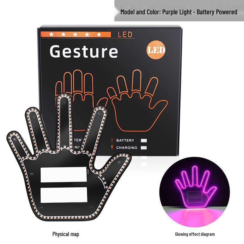 Car LED Multicolor Gesture Light: Seven-Color Glowing Palm Warning & Atmosphere Decoration