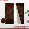 Set Of 2 Flat Printing Happy Valentine Day Drapes Theme Roses Digital Printed Polyester Festive Wall Curtains Made