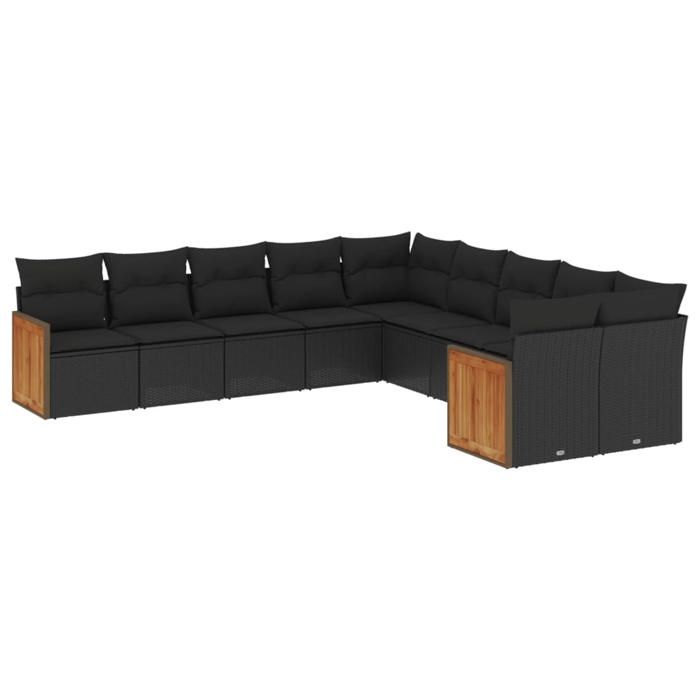 VidaXL Garden Lounge Set with Cushions 10 Pcs, Patio Sofas, Patio Furniture Set, Outdoor Furniture, Black 3228029