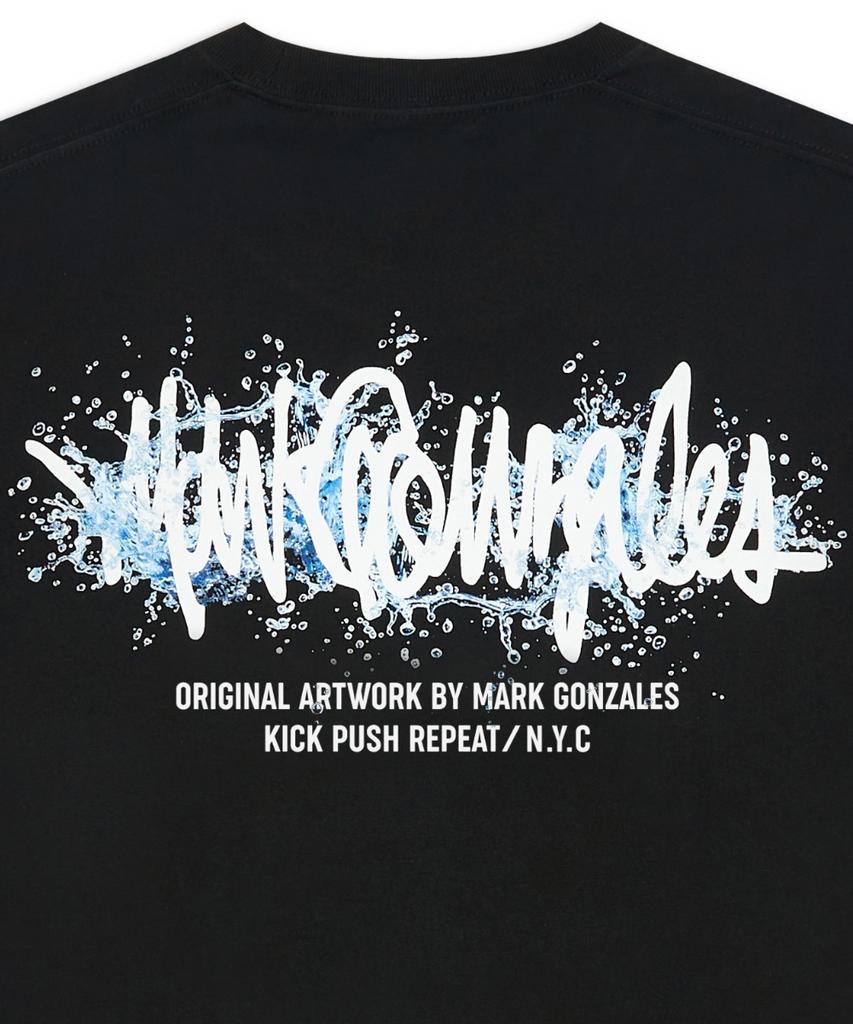 MARK GONZALES Water Next Sign Logo Short Sleeve T-Shirt - Black