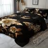3pcs Luxury Golden Butterfly Floral Bedding Duvet Cover Set Black Golden Bedding Quilt Set Elegant Butterfly Themed Bed