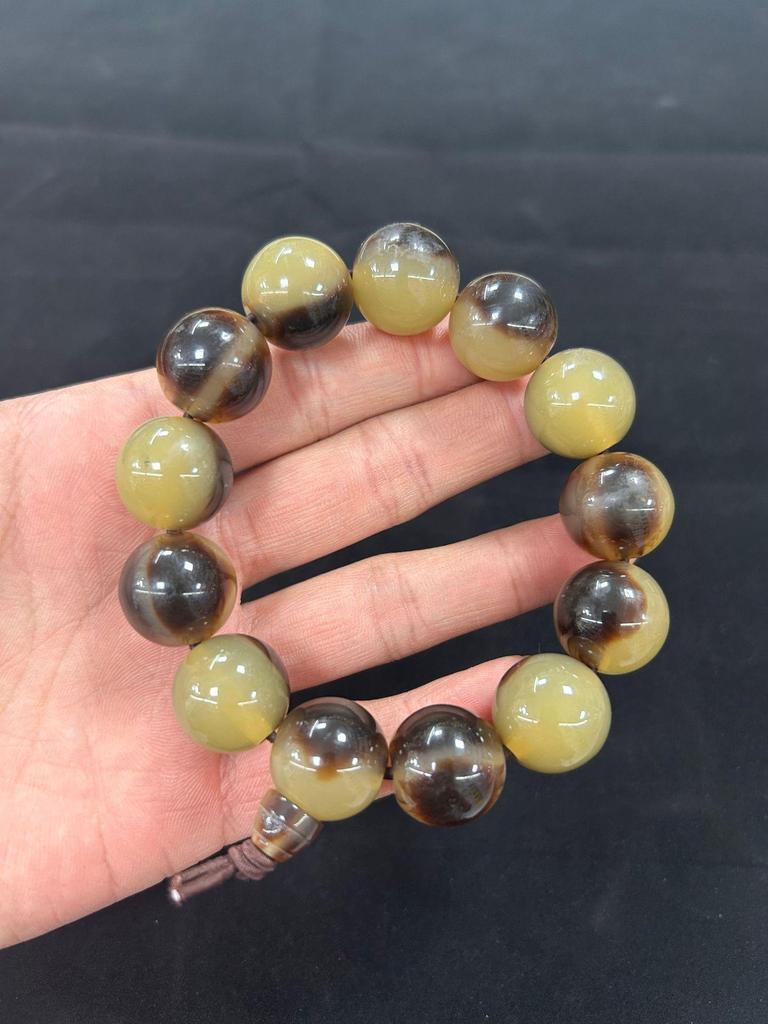 Ox Horn Buddhist Beads Resin Bracelet - Tibetan Yak Inspired Craft